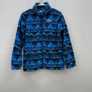 Columbia Zing III Blue Printed Fleece Full Zip Jacket WB6777 Boys sz Large 14/16
